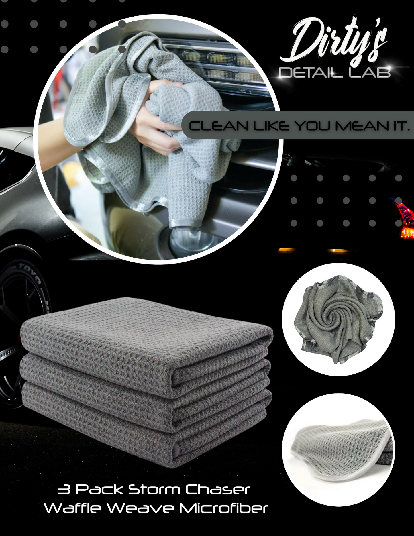The Storm Chaser - 3 Pack Waffle Weave Microfiber Towel